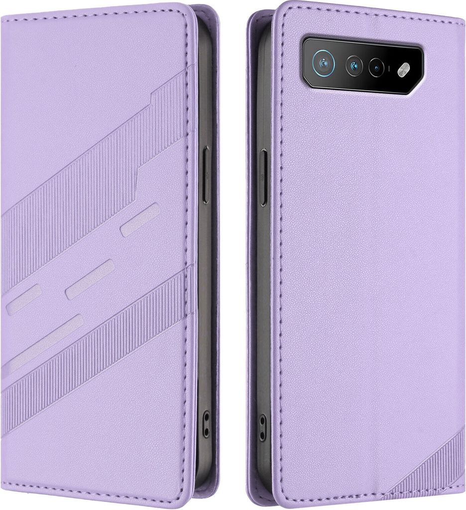 Hülle für Asus ROG Phone 7, Kunstleder Brieftaschen Handyhülle mit Kartenfach und Standfunktion Violett