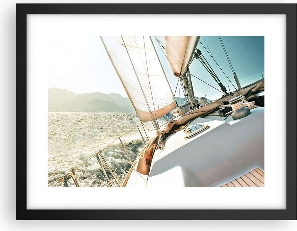 Gerahmtes Poster - Schwarzer Rahmen - Yacht Segeln So - 40x30 cm - Wand Bild - Wanddeko - Wandbilder - Kunstposter - Wandposter - Bilderrahmen - Bi...