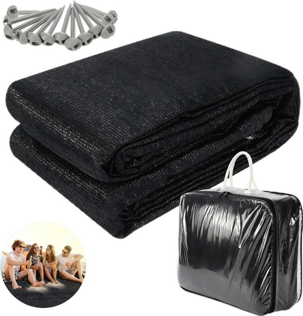 Hengda Zeltteppich 250X250cm Vorzeltteppich Campingteppich Outdoor Teppich Vorzeltboden Zeltunterlage Zeltboden für Zelt Wohnmobil Schwarz