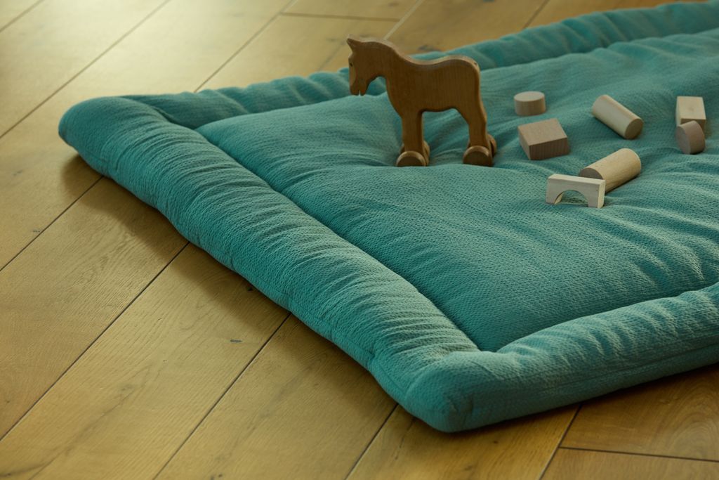 KraftKids Krabbeldecke Doppelkrepp Grün Jade 100 cm x 130 cm