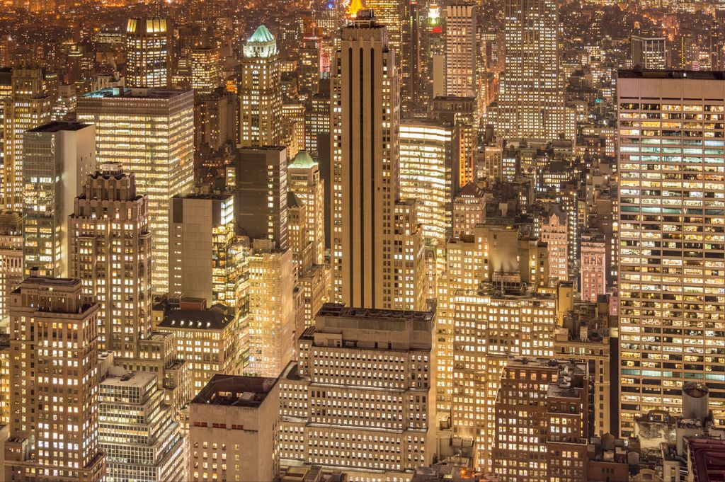 Muralo Fototapete Stadt NY 416 (B) x 254 (H) cm Vlies Tapete Wandtapete New York Nacht Wolkenkratzer Wohnzimmer Schlafzimmer moderne Wandbild Archi...