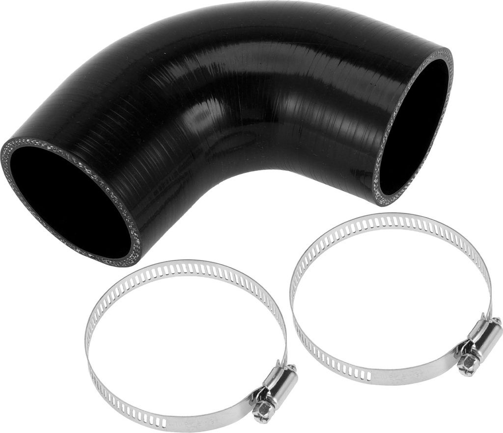 1 Set 60mm/2.36" ID 90mm/3.54" Length 90 Degrees Schwarzer Autosilikonschlauch mit Schellen Kühlmittelschlauch Universal