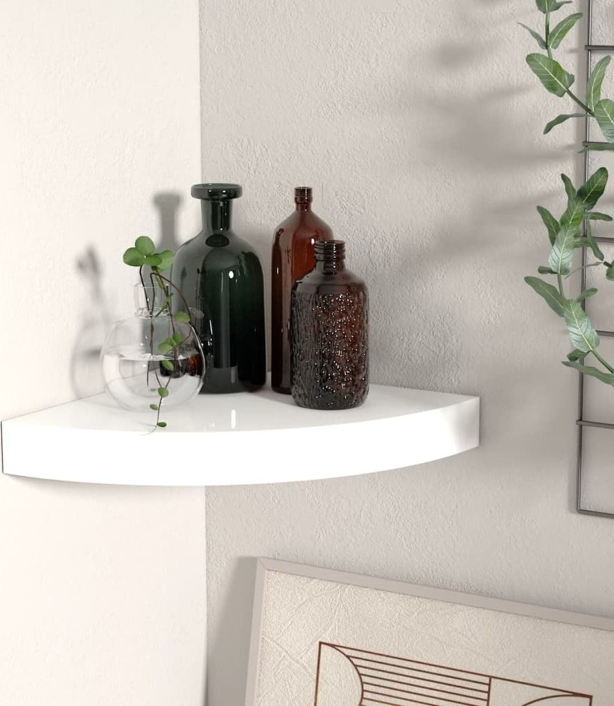 vidaXL Eck-Schweberegal Hochglanz-Weiß 25x25x3,8 cm MDF Produktbild 