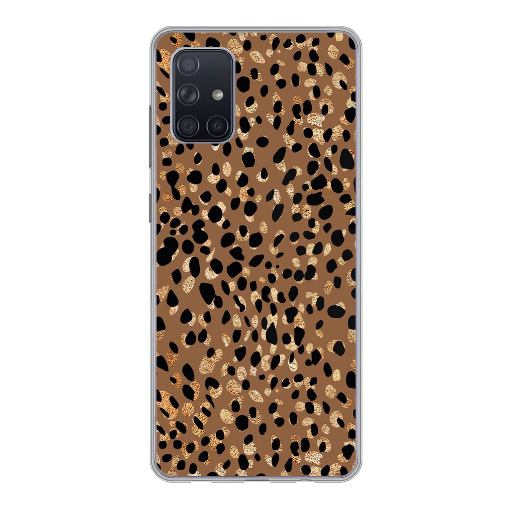 MuchoWow Handyhülle Schutzhülle Hülle für Samsung Galaxy A51 5G Tiermuster - Luxus - Gold - Braun Silikon Softcase Handy Hülle - Abbildung