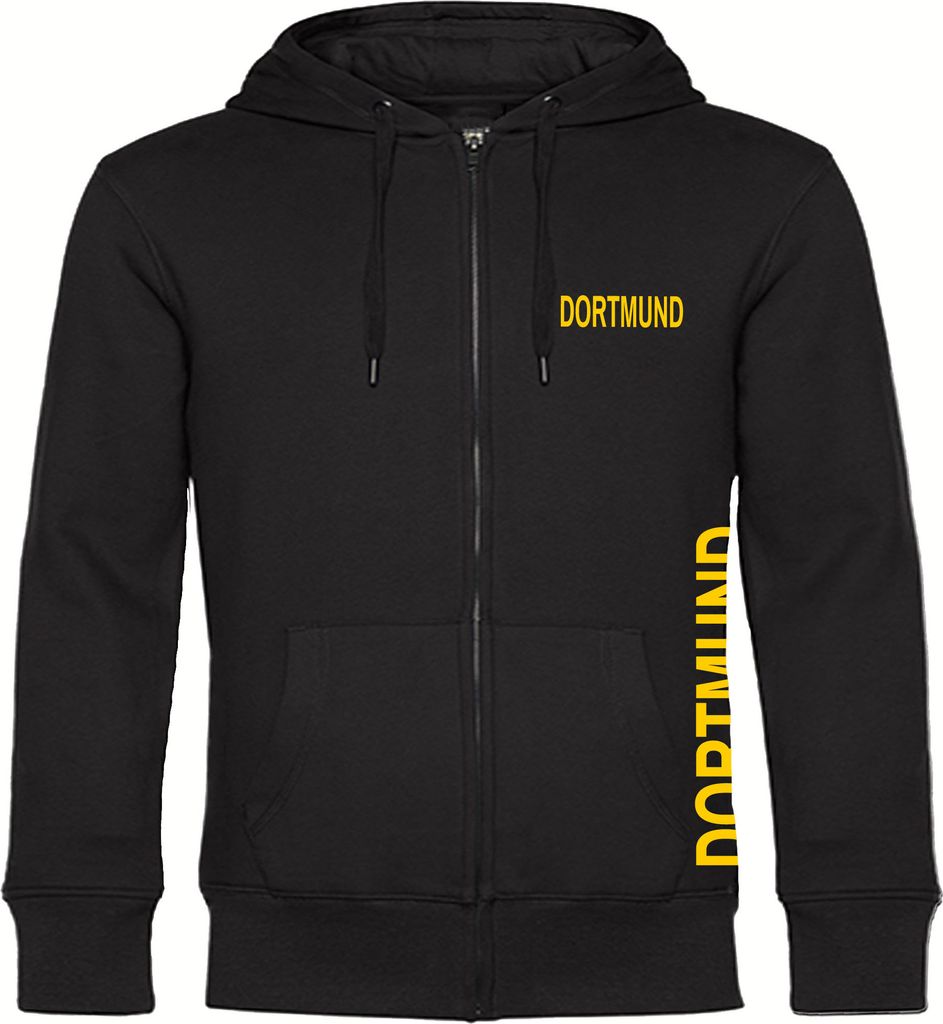 multifanshop Kapuzen Sweatshirt Jacke - Dortmund - Brust & Seite, schwarz, Größe M
