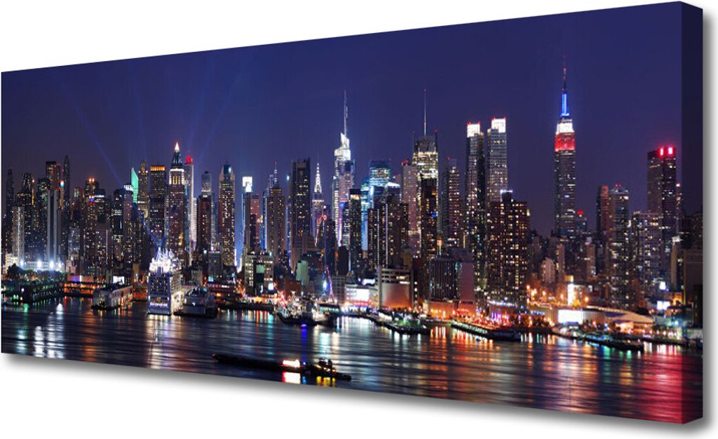 Tulup Leinwand-Bilder 125x50 Wandbild Canvas Kunstdruck Wolkenkratzer Skyline Gebäude