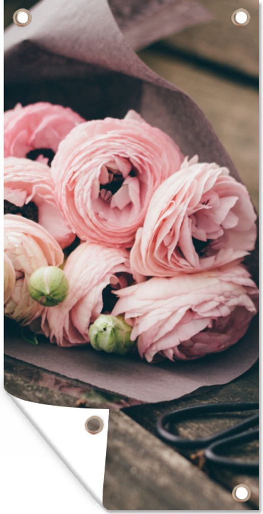 MuchoWow 40x80 cm Outdoor-Poster Gartendeko Sichtschutz Garten Poster für den Garten Ein Blumenstrauß zum Valentinstag