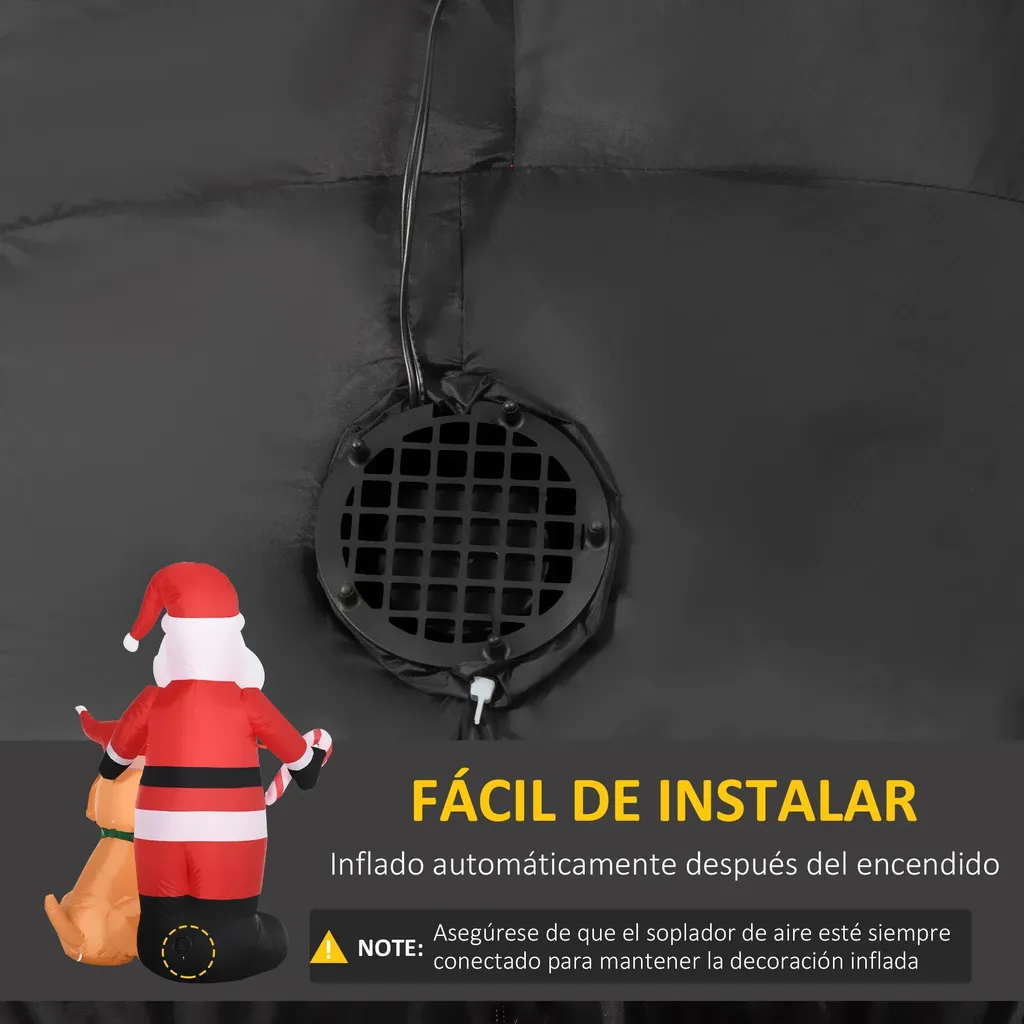 Père Noël gonflable robuste 157 cm - Installation Stable et Rapide LED - 3