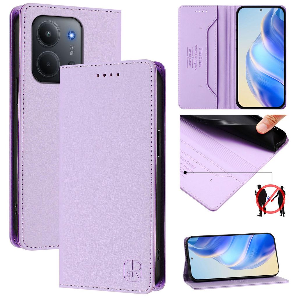 Lederhülle für Xiaomi Redmi 15C 5G/4G Hülle Flip Brieftasche Kartenfächern Ständer Schutzhülle Violett