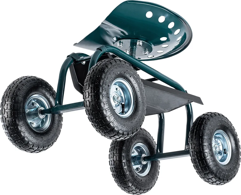 KADAX Sedia da Giardino su Rotelle 2in1 - Sgabello con Contenitore - 5