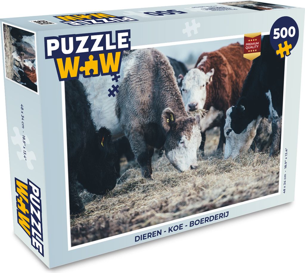 MuchoWow Puzzle 500 Teile Tiere - Kuh - Bauernhof - 500 Teile - Kinder - Selberbauen - Puzzlespiele