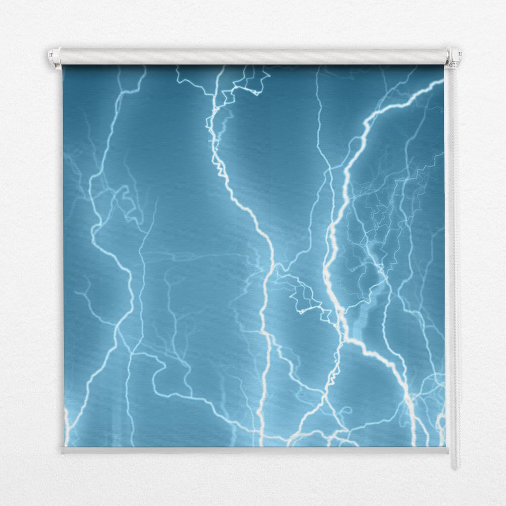 Seitenzug-Rollo Fensterrollo Jalousie - Thermo-Rollo Verdunkelungsrollo - 90x140 cm - Blitzschlag