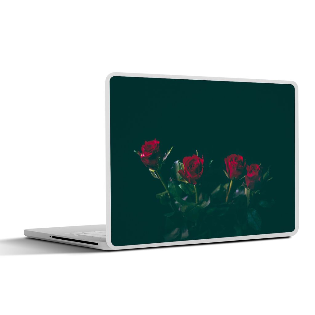 MuchoWow Laptop Aufkleber Sticker Cover Rosen - Rot - Grün 40x30 cm - Laptop Dekoration - Selbstklebend