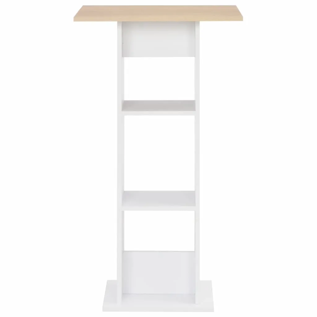 Tavolo da bar bianco e rovere Sonoma 60x60x110 cm