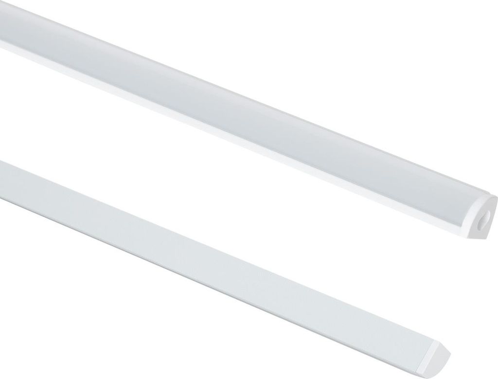 Aluminiumprofil Ecke runde Abdeckung 2m für LED Streifen bis 5 mm Weiß 2 m Halbtransparent