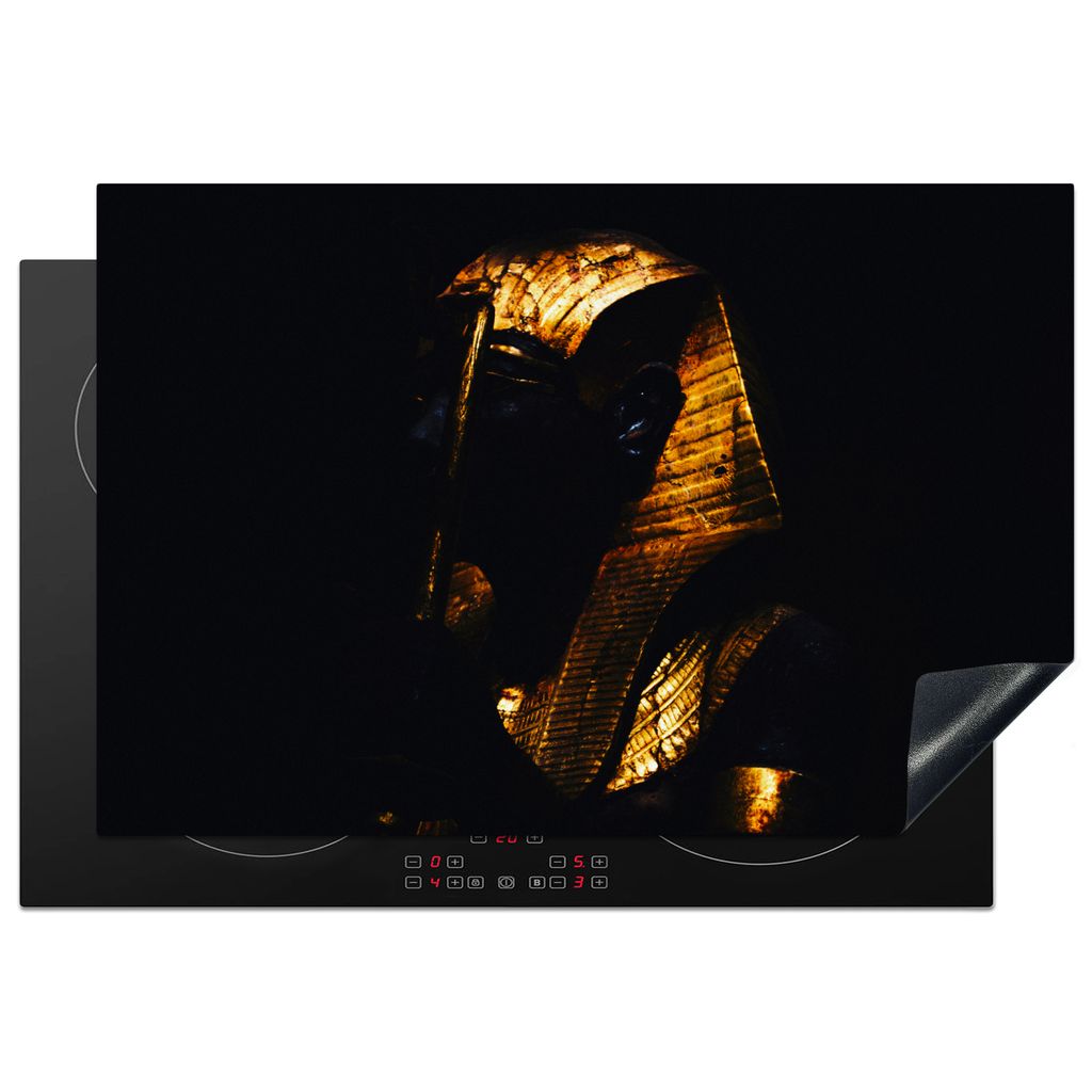 KitchenYeah Herdabdeckplatte Pharao - Ägypten - Gold - Luxus - Schwarz , 76x51cm, Küche Deko, Glaskeramikkochfeld Herdabdeckung, Abdeckplatte f...
