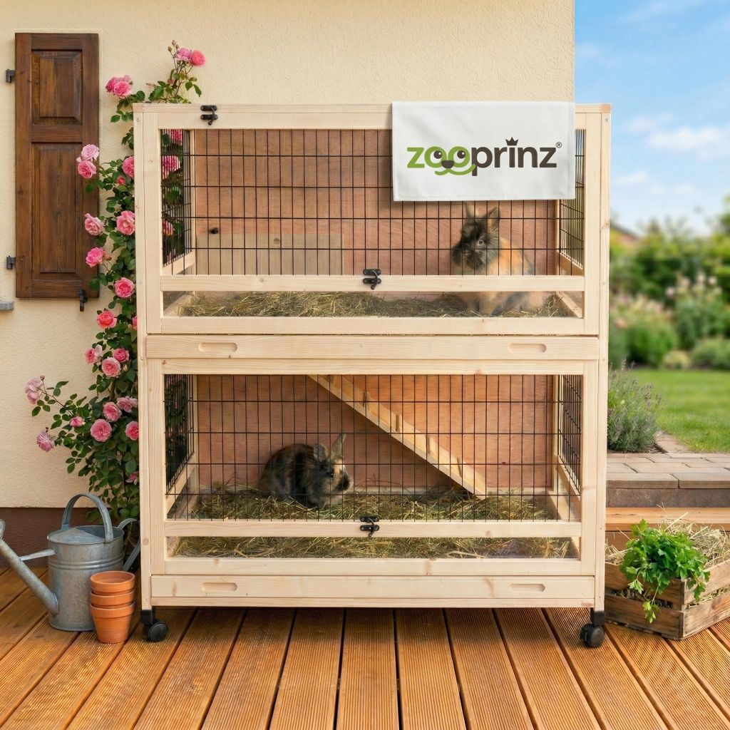 zooprinz Hasenstall Knuffel auf Rollen 2-stöckig Plexiglas Produktbild 