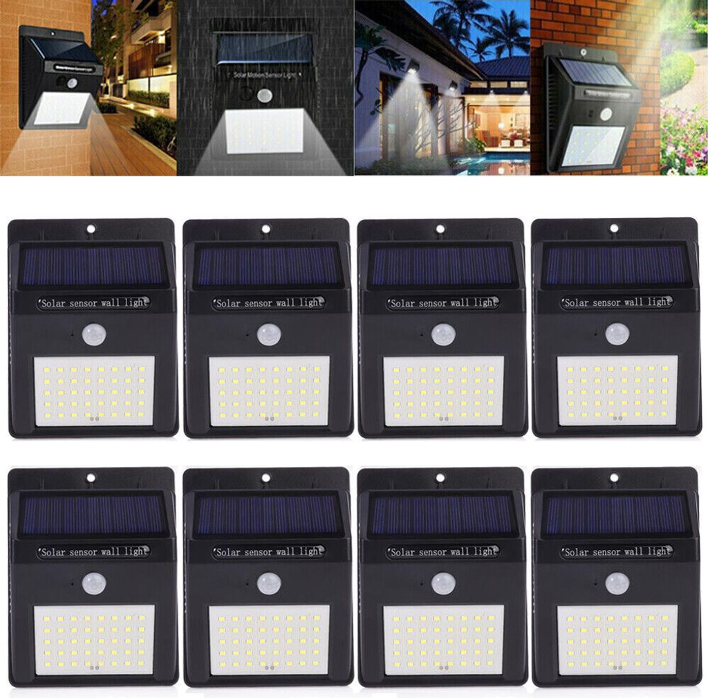 Solarleuchte Aussen 1500mAh Solar Wasserdichte Wandleuchte Led Solar Bewegungsmelder Aussen Solarlicht für Garten-8 Stück