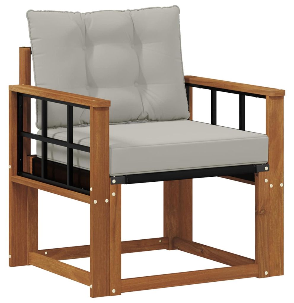vidaXL Outdoor-Sofa Massivholz Akazie Natürlich und Hellgrau