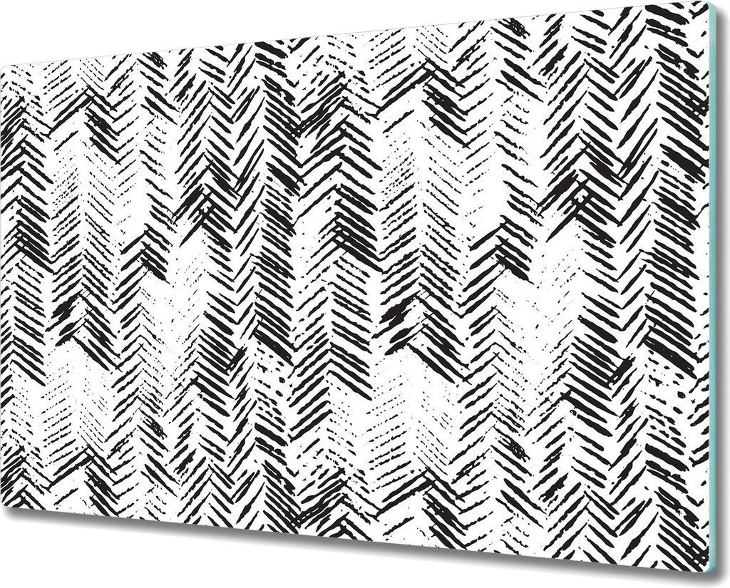 Herd-Abdeckplatte Glas Schneidebrett Ceranfeld-Abdeckung - 80x52 cm - Fischgrätenmuster
