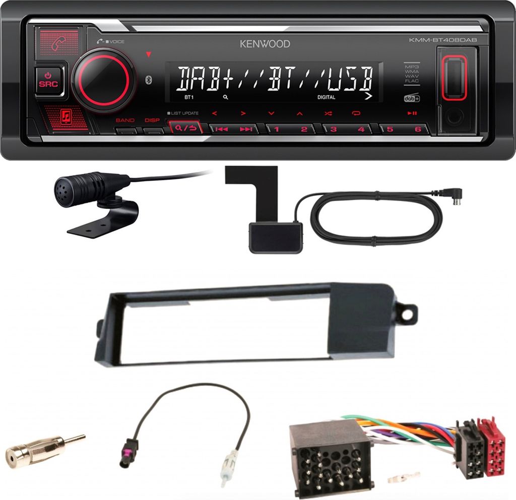 Kenwood KMM-BT408DAB Bluetooth Digitalradio USB Einbauset für BMW 3er E46