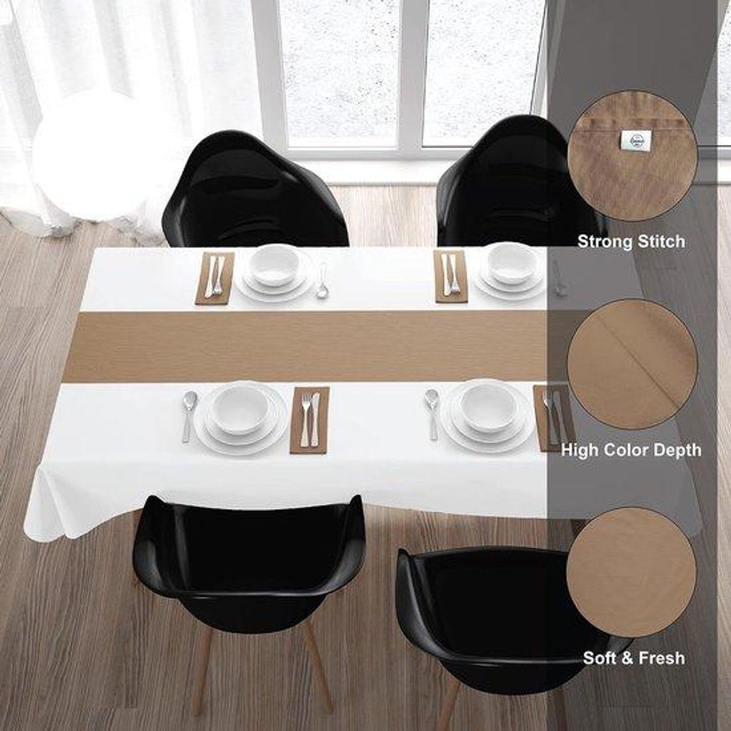 Beige Tischdecke 40x150cm 100% Baumwolle groß