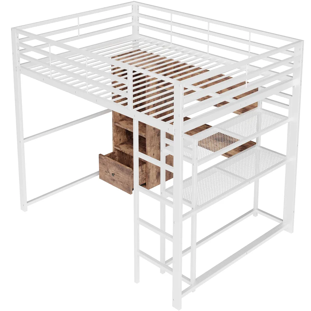 Lit Combiné 140x200 pour Gain de Place avec Bureau et Rangement - 11
