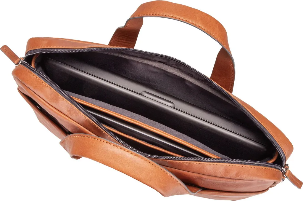 Mallette de Travail Zippée en Cuir Véritable avec Compartiment Unique - 6