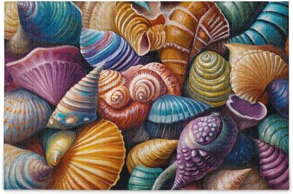 Holz-Puzzle - Erwachsenen-Legpuzzle - Entspannendes Hobby - Präzise Schneidetechnik - 500 Teile - Lebendige Muscheln