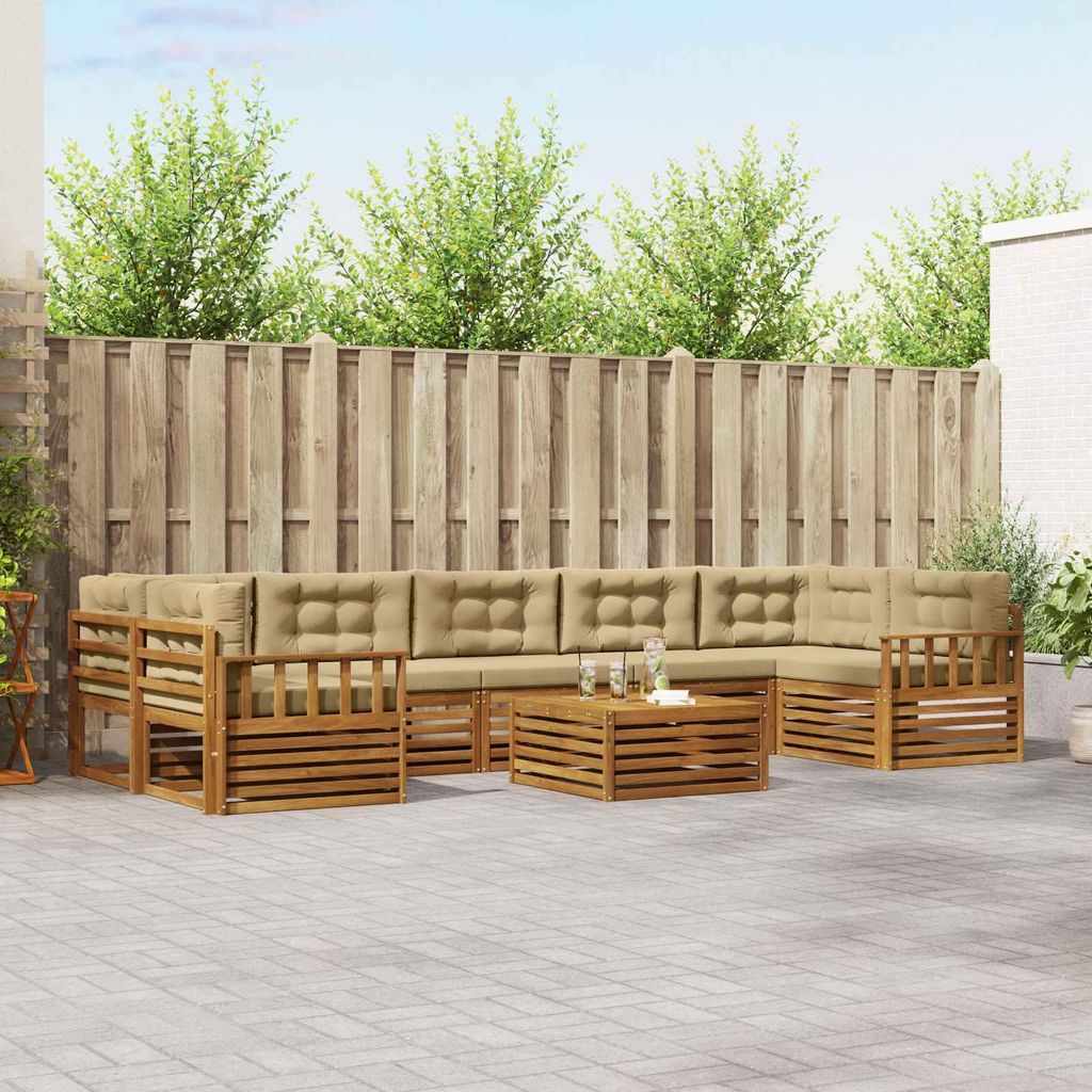 "Neues Produkt" Outdoor-Sofagarnitur ANTI-UV - CLORIS - mit Kissen - 8 pcs - Natur und Beige - Modern Gartensofas V1148