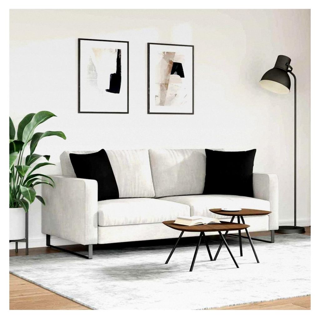 Sofakissen 2 Stück Schwarz 45 x 45 cm Stoff für Wohnzimmer, Sofa, Schlafzimmer