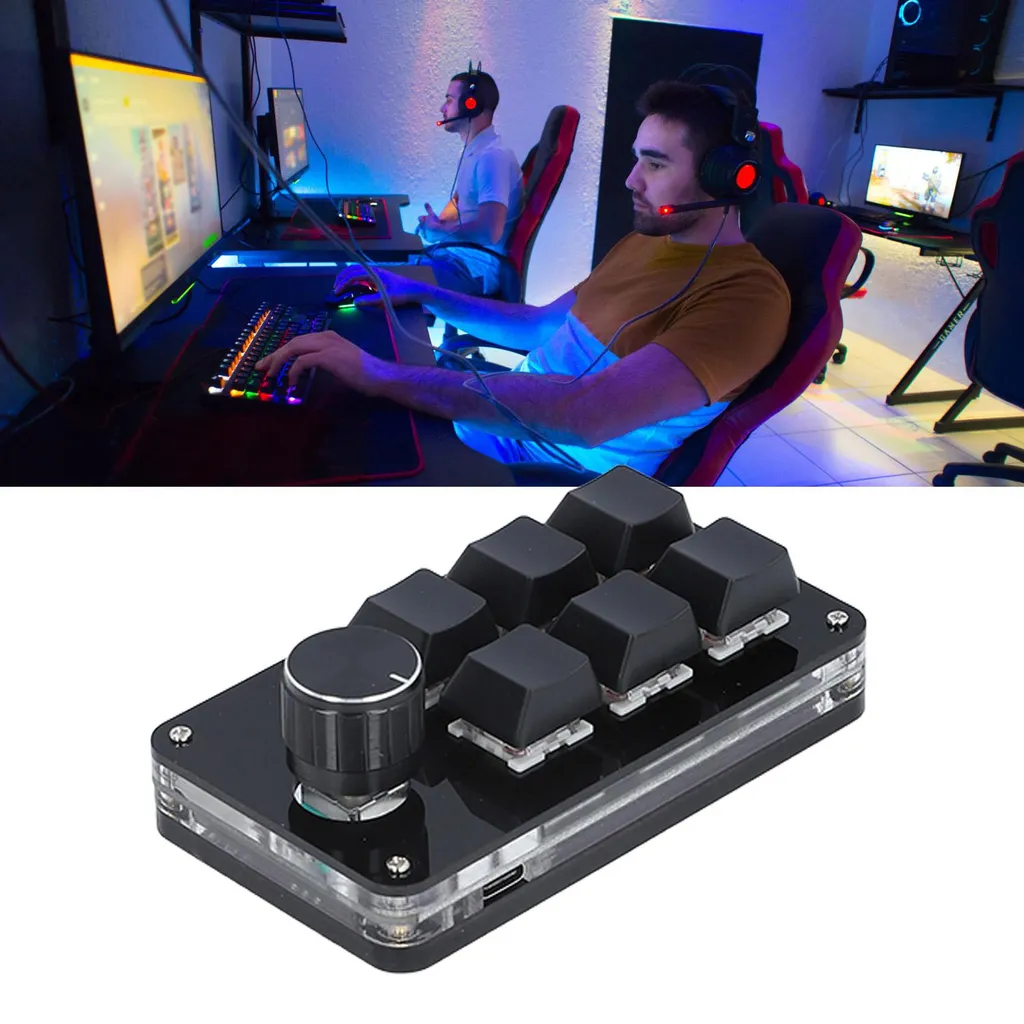 Clavier macro programmable mécanique avec bouton rotatif multimédia 6T - 4