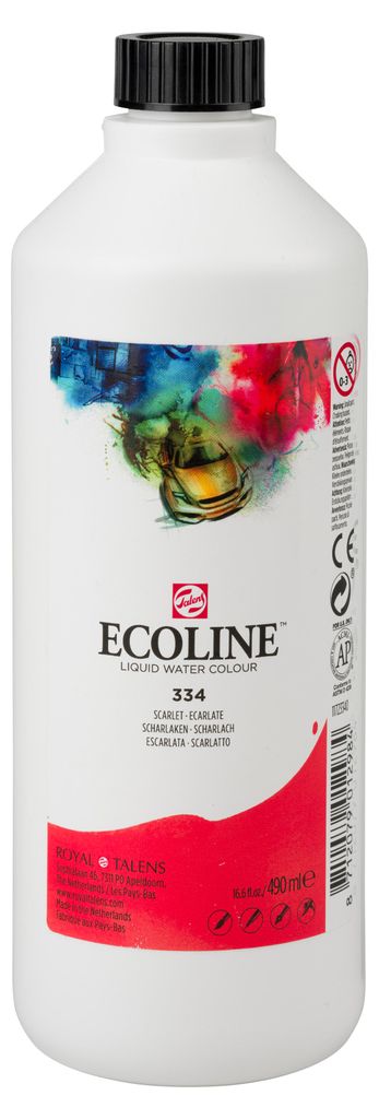 Ecoline tekutá akvarelová láhev 490 ml Scarlet 334 Obrázek produktu 