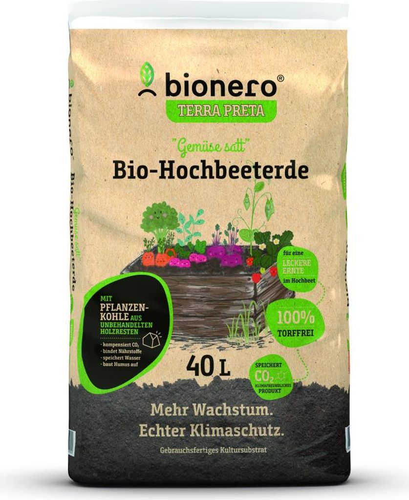 bionero Hochbeeterde Gemüse satt 40 L torffrei