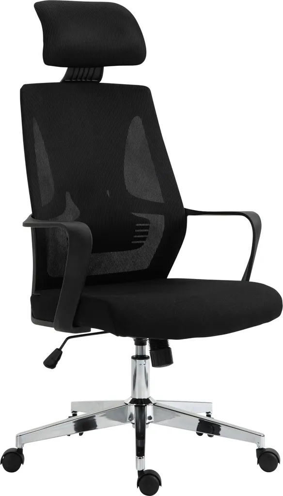 Fauteuil de bureau CLP Kanab noir avec roulettes et assise rembourrée