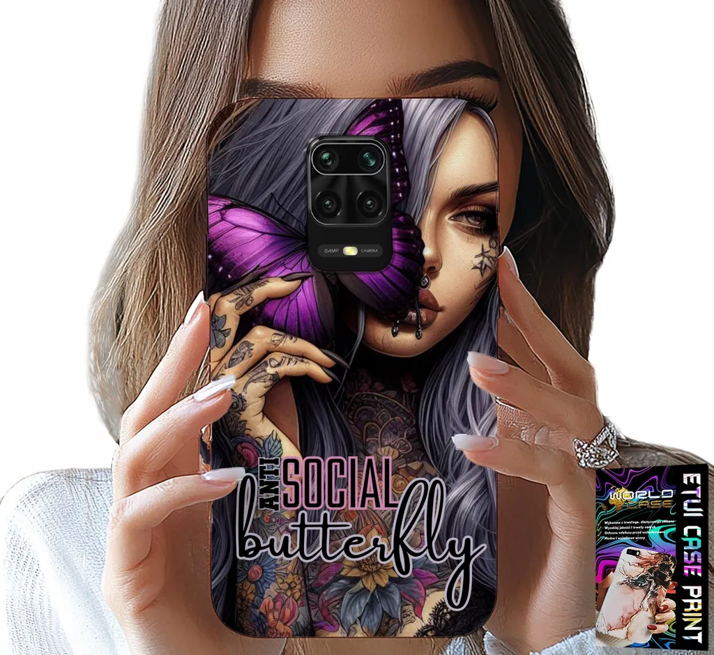 Kit Cover + Vetro Xiaomi Note 9 Pro / 9S - Promo Farfalla Rosa