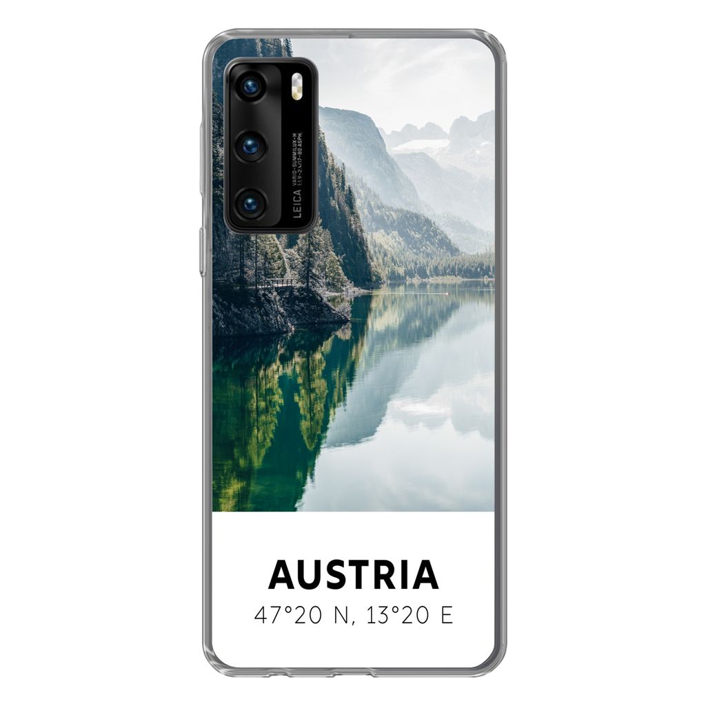 MuchoWow Handyhülle Schutzhülle Hülle für Huawei P40 Österreich - Wasser - Grün - Alpen Silikon Softcase Handy Hülle - Handytasche