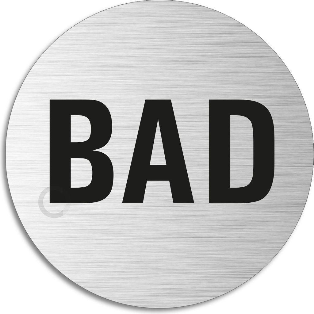 Türschild - Bad | Badezimmerschild Ø 75 mm aus Aluminiumschild selbstklebend