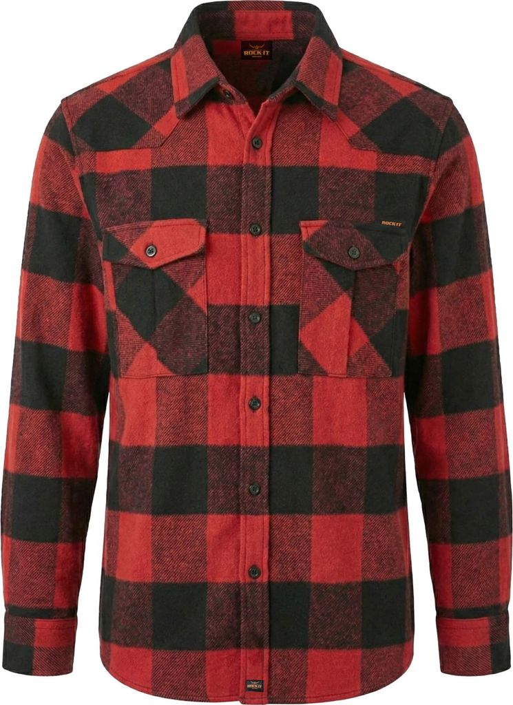 ROCK-IT Apparel Herren Flanellhemd Langarm Karo, regular Fit 4X-Large Rot kariert