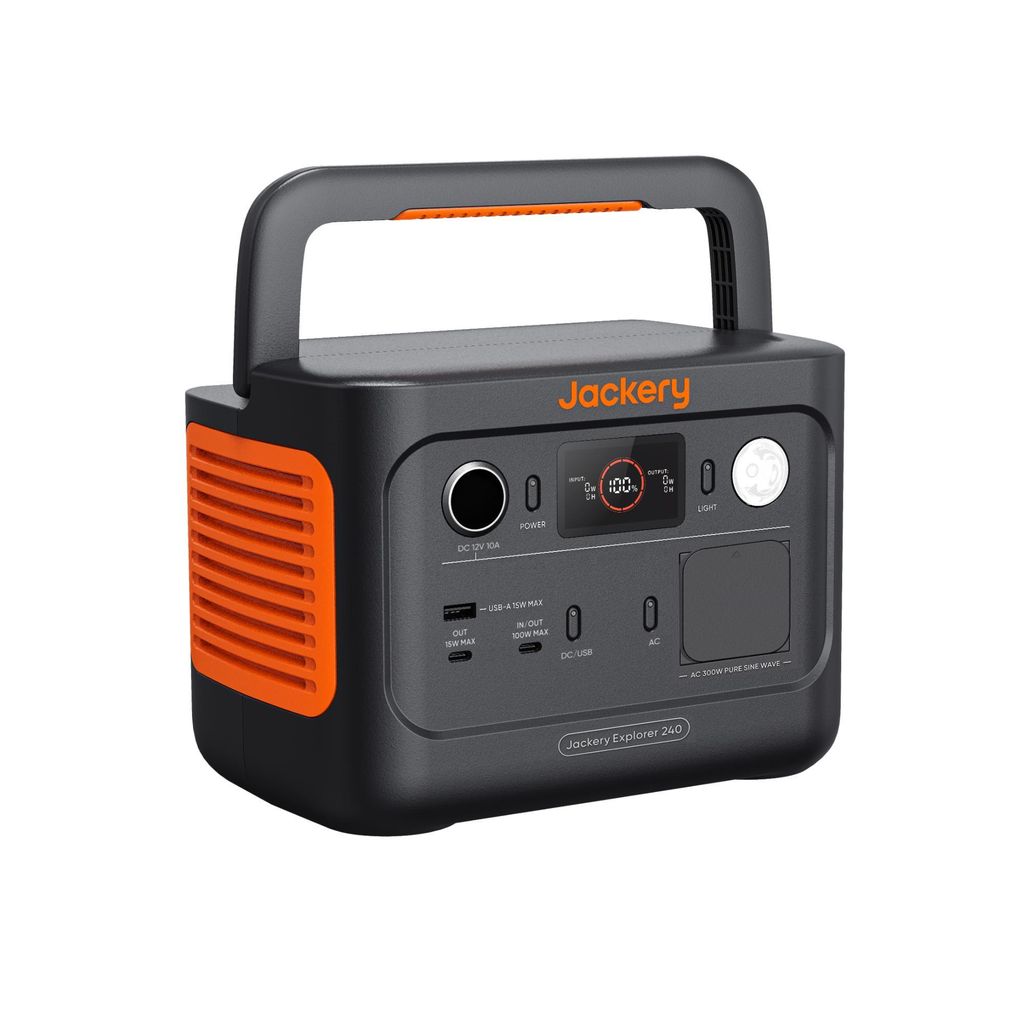Jackery Explorer 240 v2 Tragbare Powerstation, 256Wh LiFePO4 Solargenerator mit 300W AC/100W USB-C Ausgang, Outdoor Generator für Camping, Reise