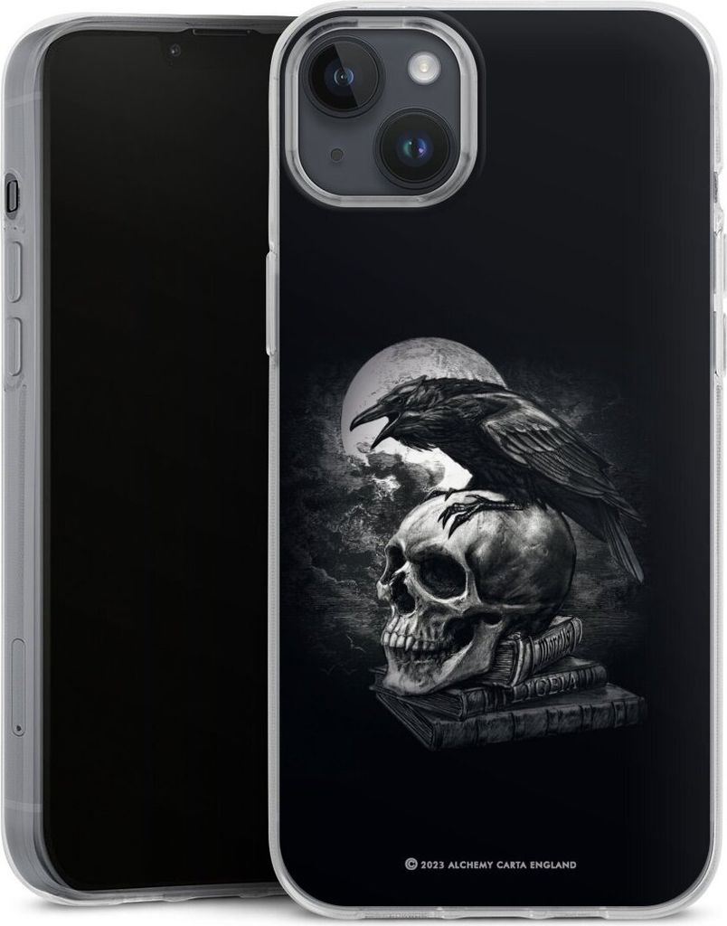 DeinDesign Handyhülle für Apple iPhone 14 Plus Silikon Hülle Case Smartphone Schutzhülle Rabe Schädel Totenköpfe