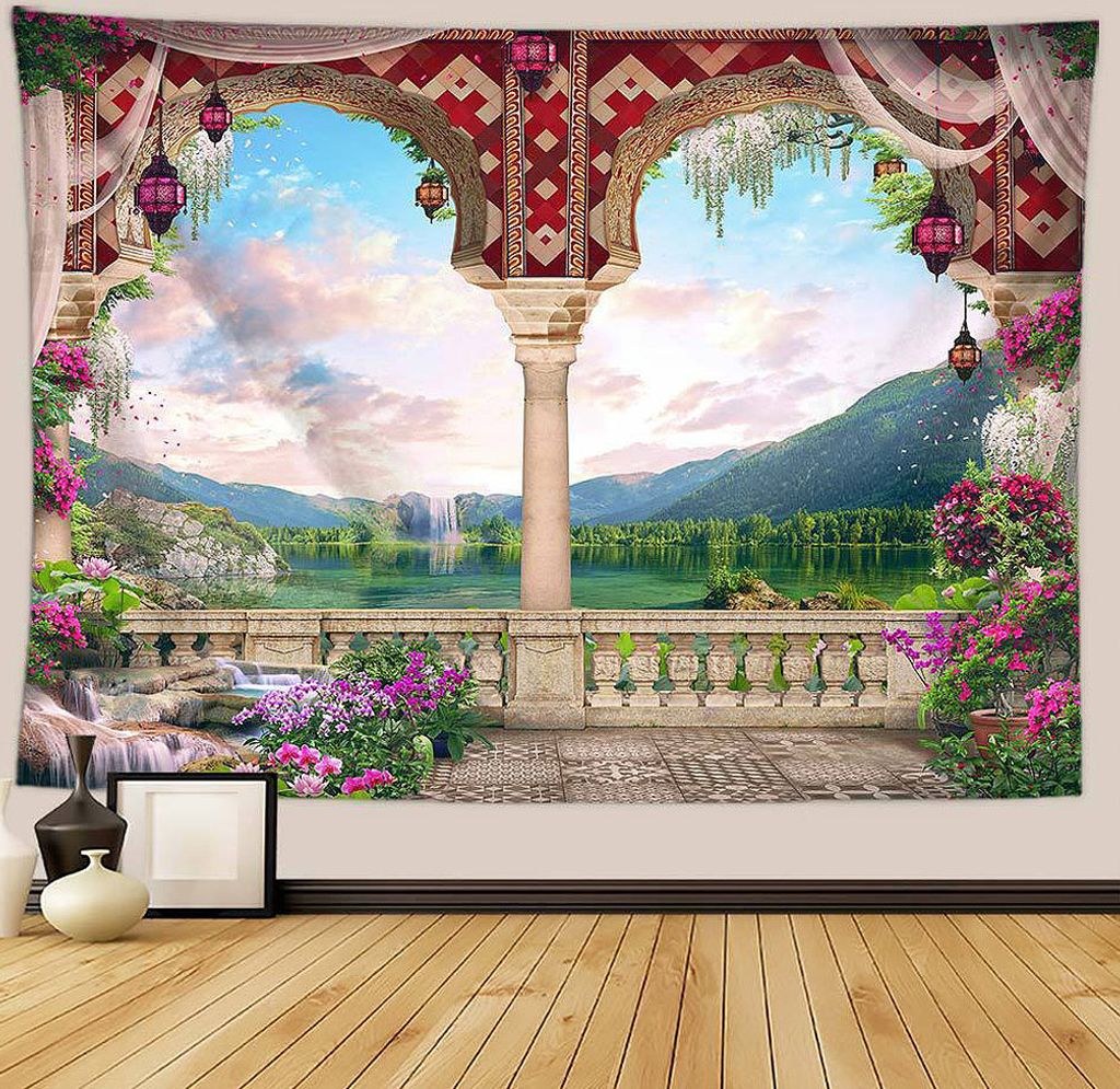 Urlaub Wandteppich Wohnkultur Landschaft Wandteppich Wohnzimmer Schlafzimmer Dekoration Wandteppich Zimmer Vorhang Strandtuch (150cm x 200cm, Farbe 3)