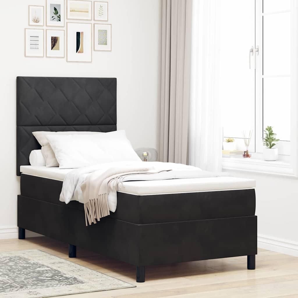 “2026 Moderne“Einzelbett/Jugendbett, LED Boxspringbett mit Matratze Schwarz 100 x 200cm Stoff - Klassische Betten,Bettrahmen Designermöbel 455...