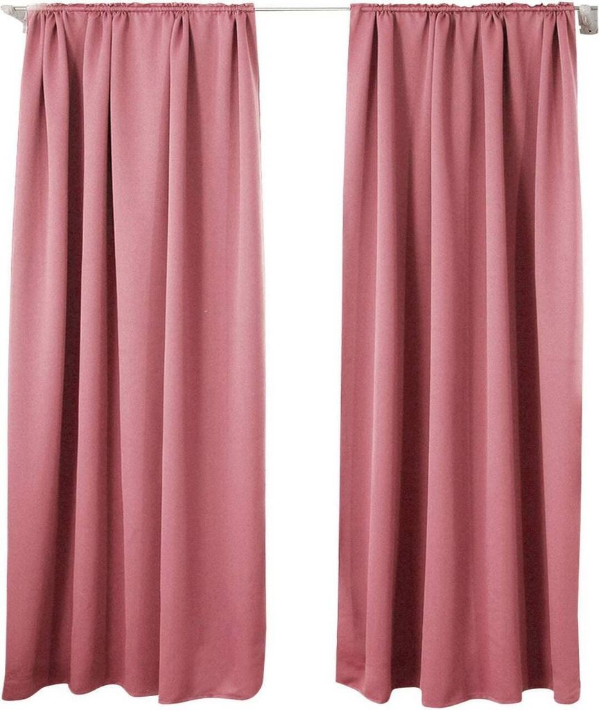 WOLTU 2er Set Gardine blickdicht 250 g/m² mit Kräuselband : Rosa 135x245 cm Farbe: Rosa Größe: 135x245 cm