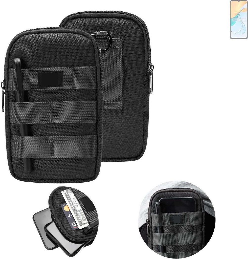 K-S-Trade Holster Gürtel Tasche kompatibel mit ZTE Blade V50 Vita Handy Tasche Schutz Hülle dunkel-grau viele Fächer, 1x
