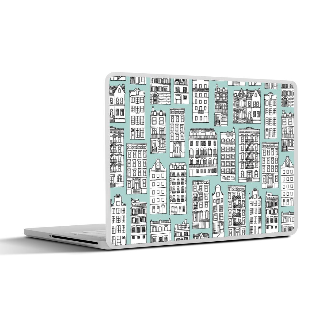 MuchoWow Laptop Aufkleber Sticker Cover Muster - Häuser - Skandinavisch 30x22 cm - Laptop-Sticker