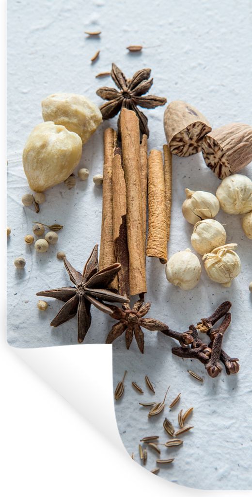 MuchoWow Wandtattoo Wandsticker Wandaufkleber Kräuter auf hellem Hintergrund 20x40 cm Selbstklebend und Repositionierbar - Selbstklebend - Fotot...