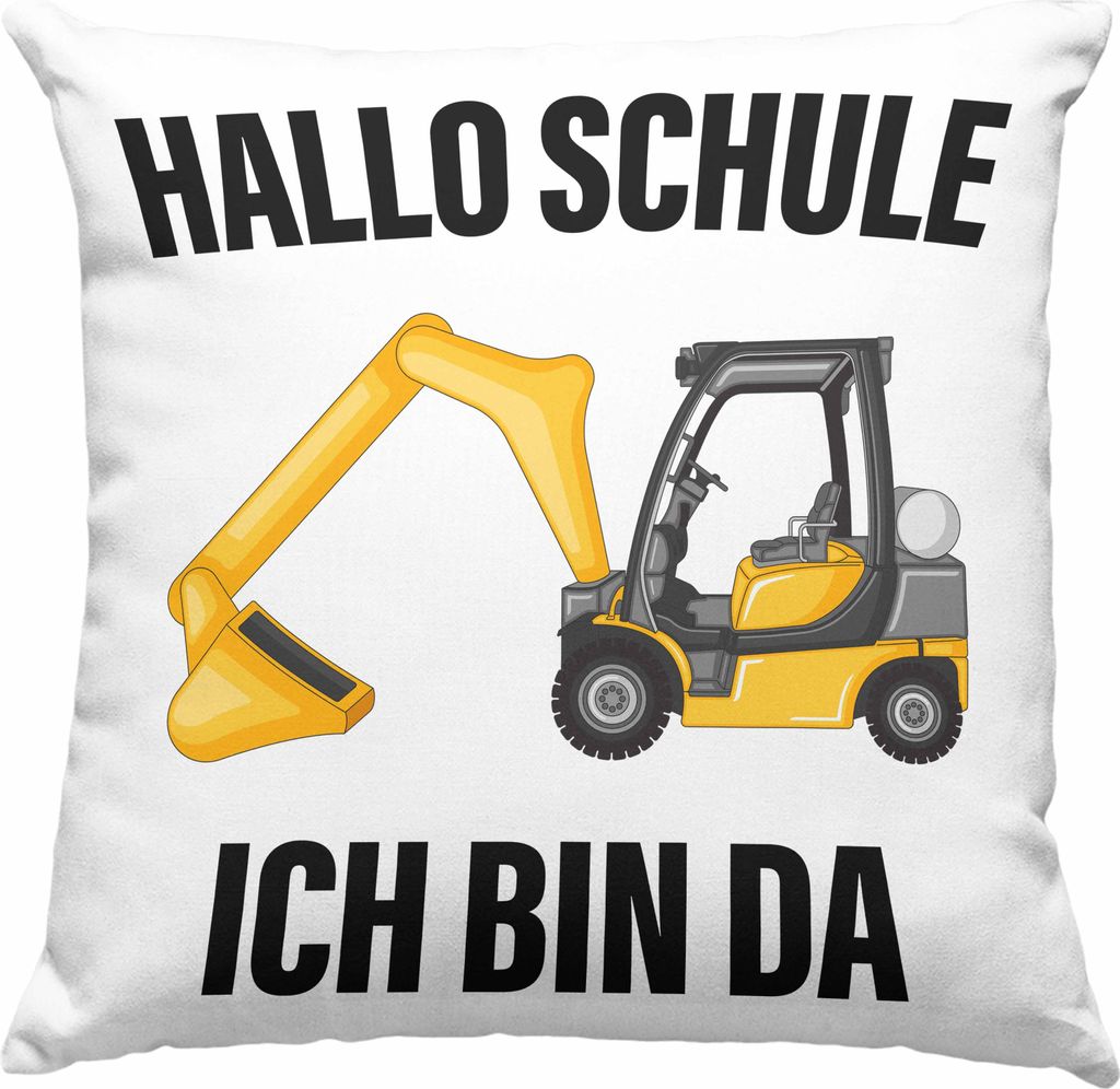 Trendation - Einschulung Junge Geschenk für Schultüte Füllung Deko-Kissen mit Füllung 40x40 Schulstart 1. Schultag Schuleinführung Schulanfang...