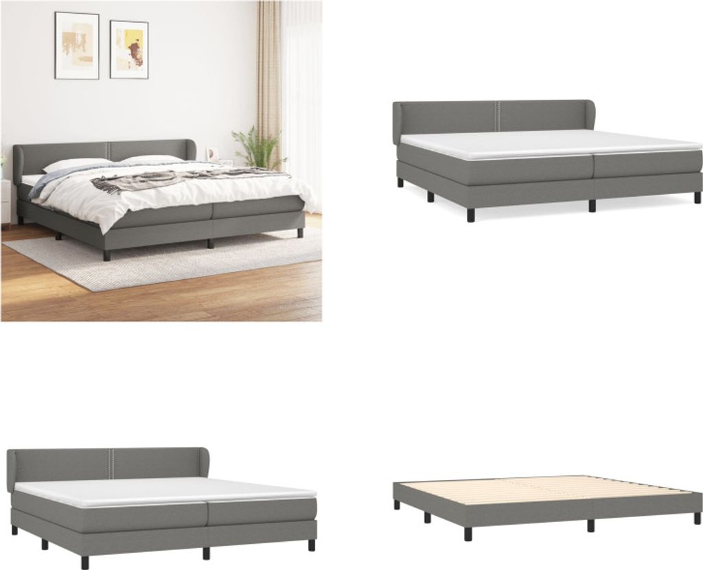 vidaXL Boxspringbett mit Matratze Dunkelgrau 200x200 cm Stoff - Boxspringbett - Boxspringbetten - Bett - Schlafzimmermöbel