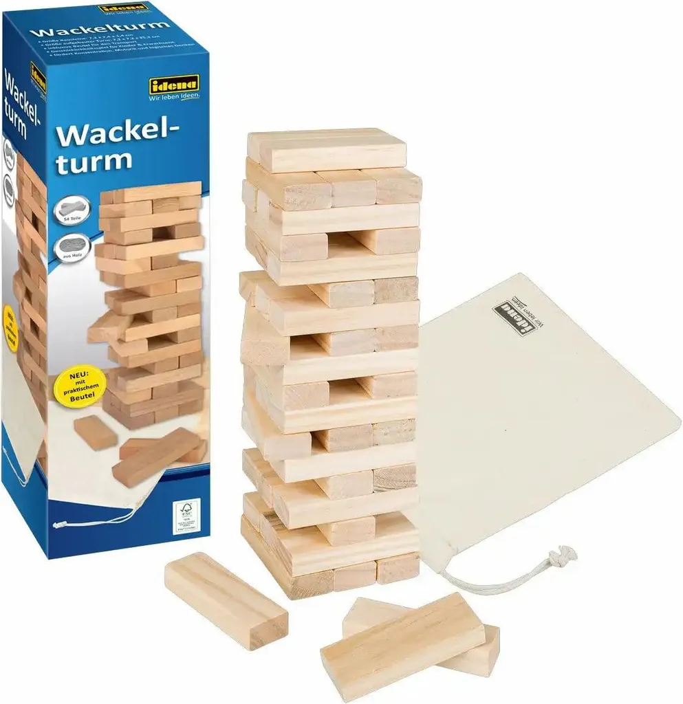 Idena tour à bascule jeu d'adresse en bois pour toute la famille